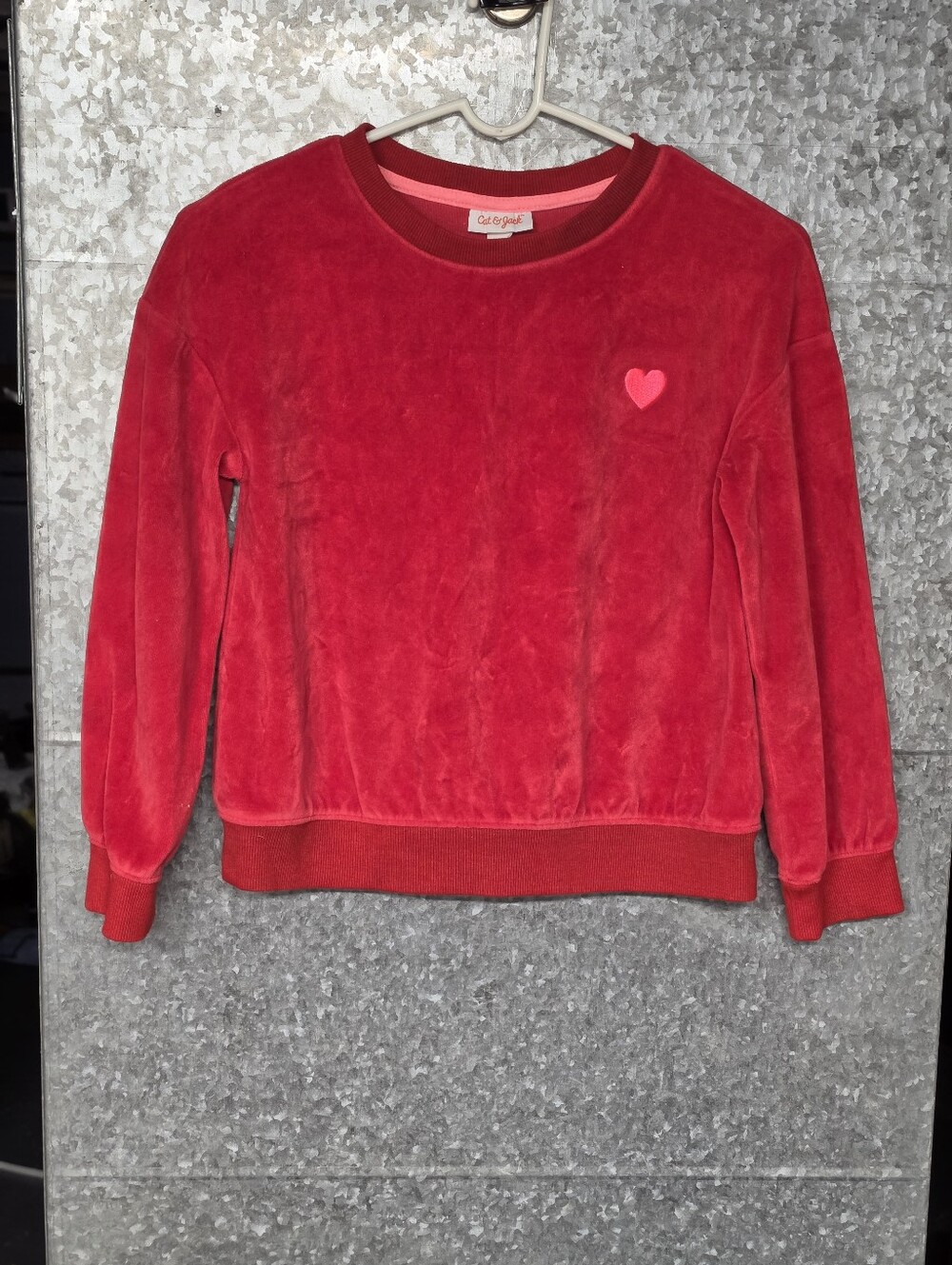 Cat & Jack Red Soft Heart Sweater Girls 7 - 2023